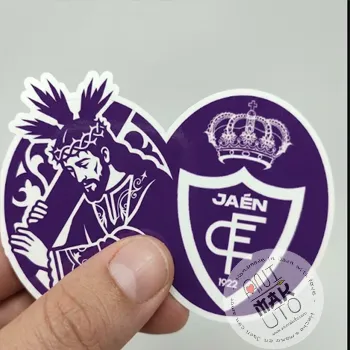 pegatina el abuelo de Jaén y el escudo del real jaen, stickers pegatas futbol hincha aficionados afición Merchandising personalizado